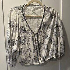 Muse Black and White Floral Blouse